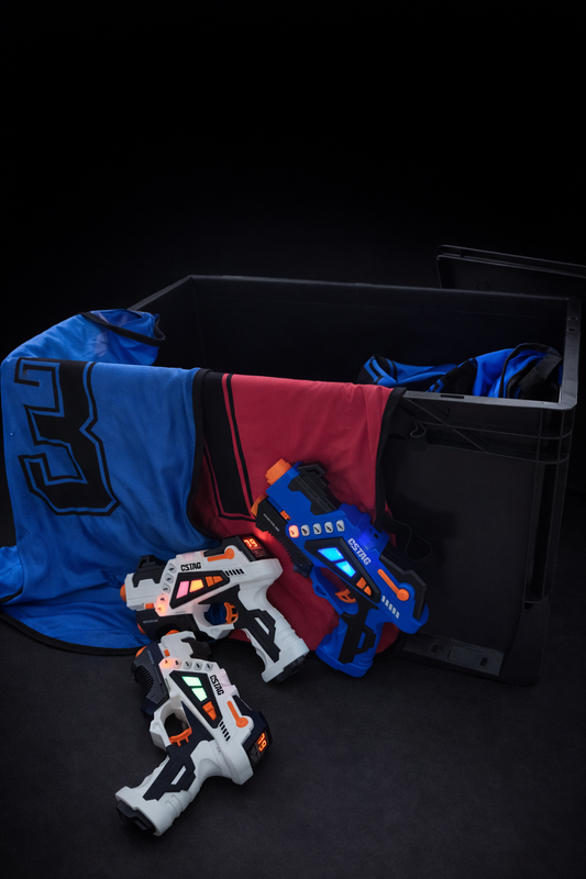 Verhuur Feestbox – Lasergame (8, 10 of 12 spelers)